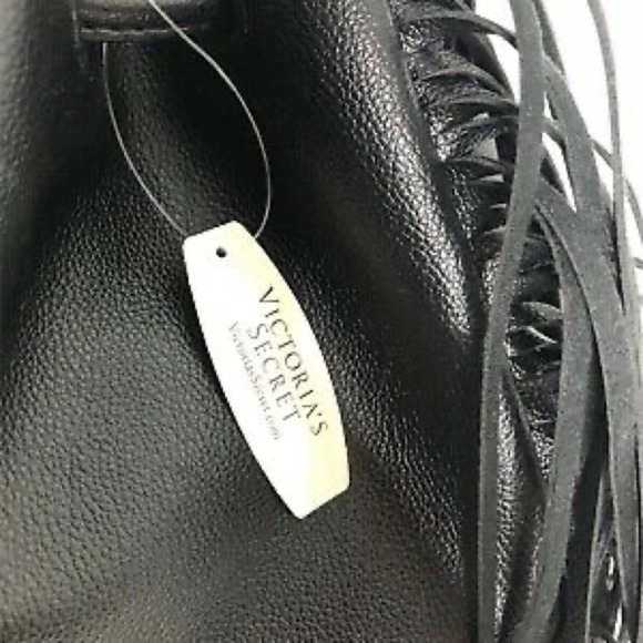 Victoria Secret Black Faux Leather Fringe Backpack Official Fashion Show… - Picture 10 of 10